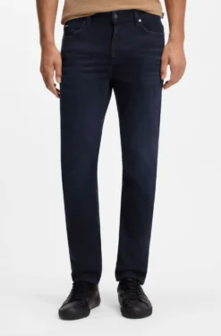 Slim-fit jeans in dark-blue stretch denim