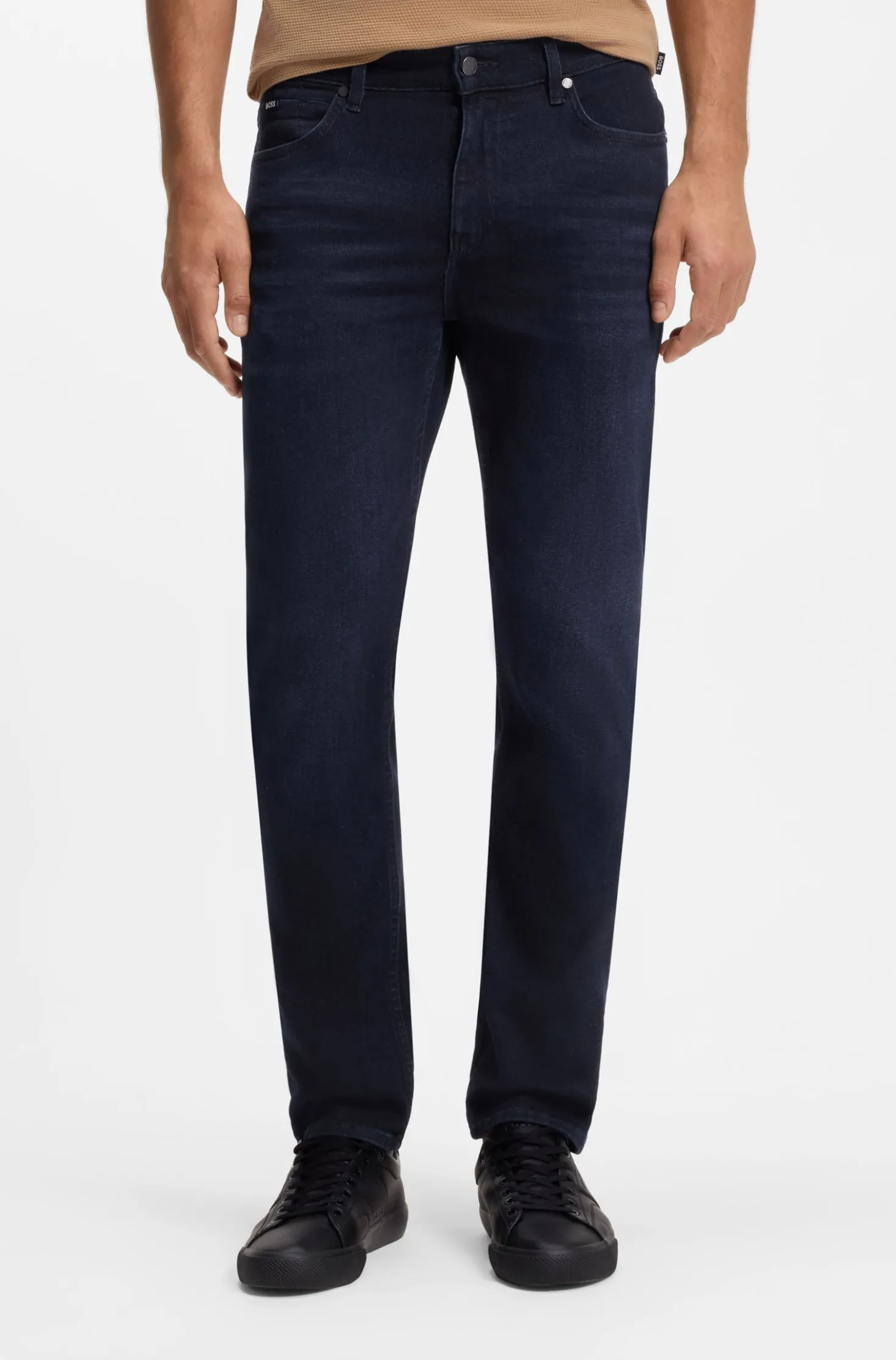 Slim-fit jeans in dark-blue stretch denim