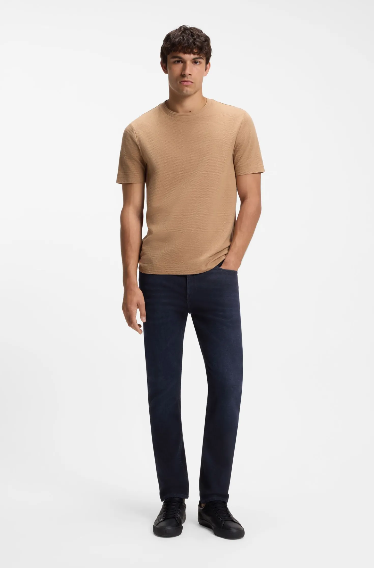 Slim-fit jeans in dark-blue stretch denim