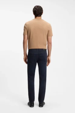 Slim-fit jeans in dark-blue stretch denim