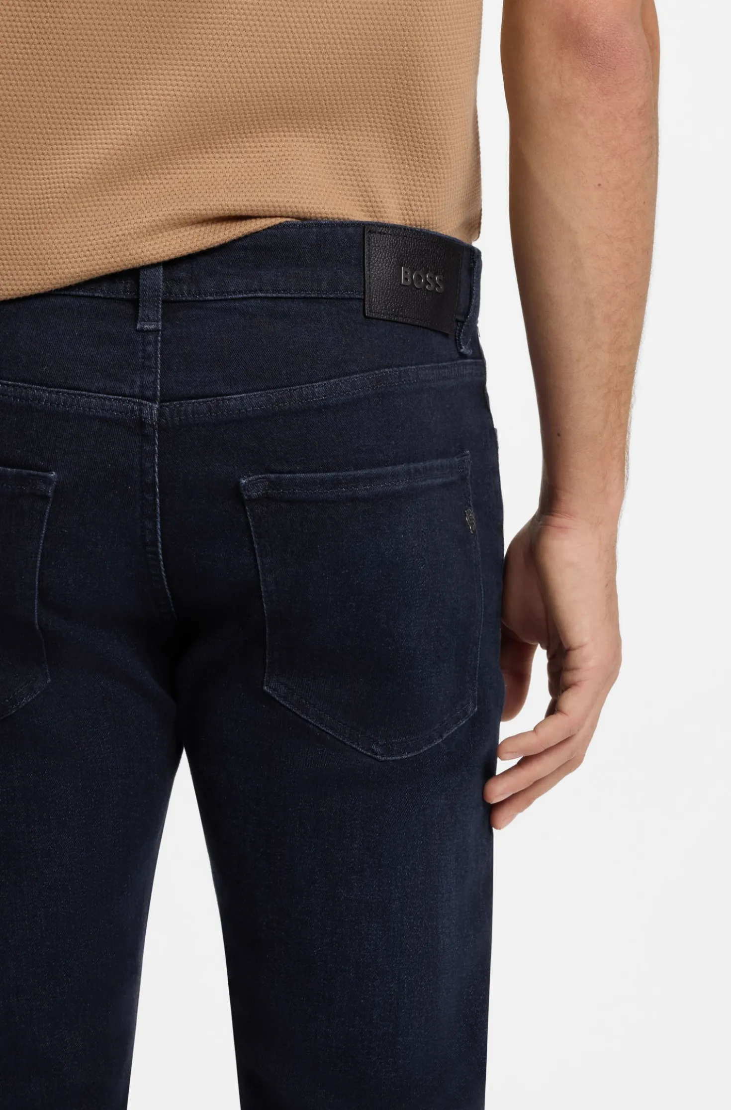 Slim-fit jeans in dark-blue stretch denim