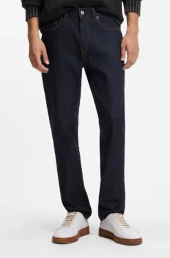 Slim-fit jeans in dark-blue stretch denim