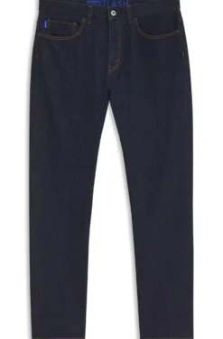 Slim-fit jeans in dark-blue stretch denim