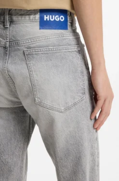 Slim-fit jeans in distressed grey denim