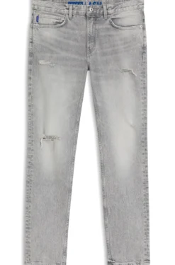 Slim-fit jeans in distressed grey denim