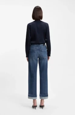 Slim-fit jeans in indigo stretch denim with turnups