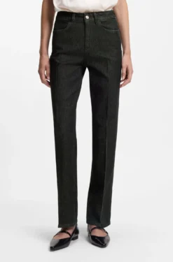Slim-fit jeans in marble-structured black stretch denim
