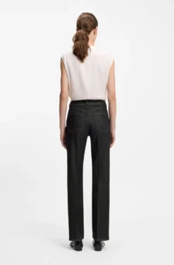 Slim-fit jeans in marble-structured black stretch denim