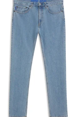 Slim-fit jeans in vintage-wash blue stretch denim