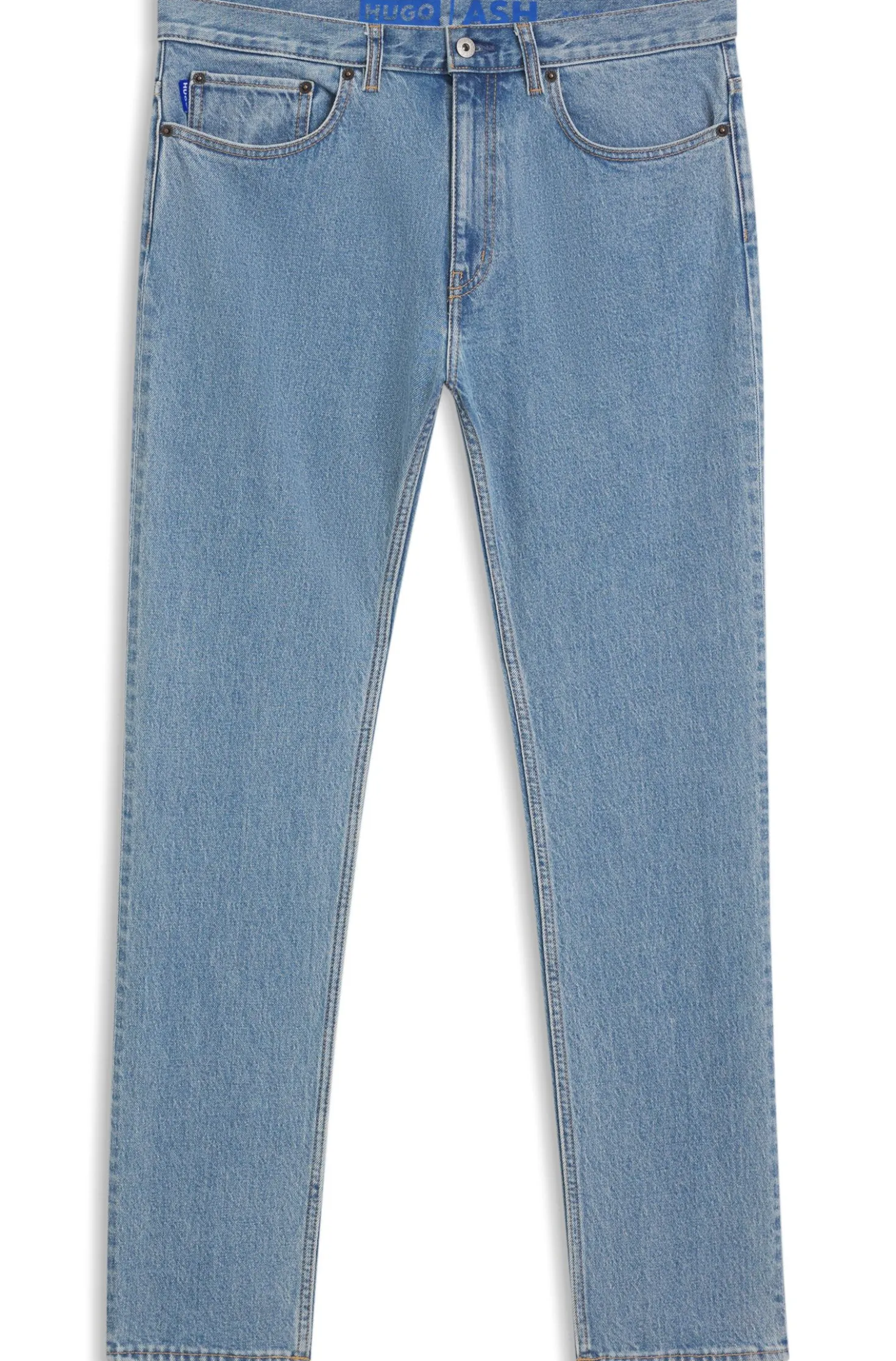 Slim-fit jeans in vintage-wash blue stretch denim