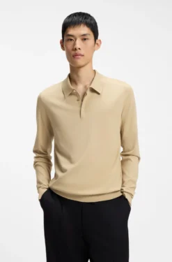 Slim-fit knit polo with rear logo