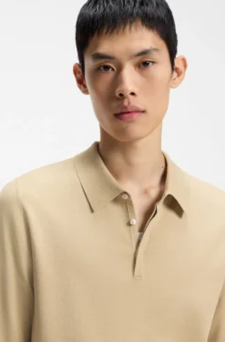 Slim-fit knit polo with rear logo