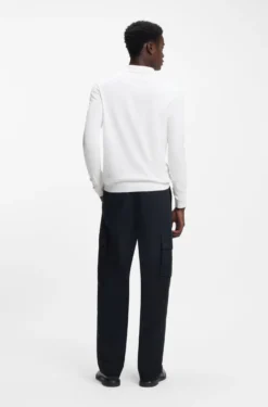 Slim-fit knit polo with rear logo