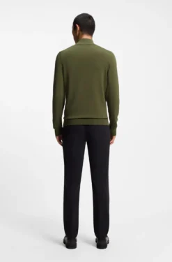Slim-fit knitted jacket in cotton with logo detail
