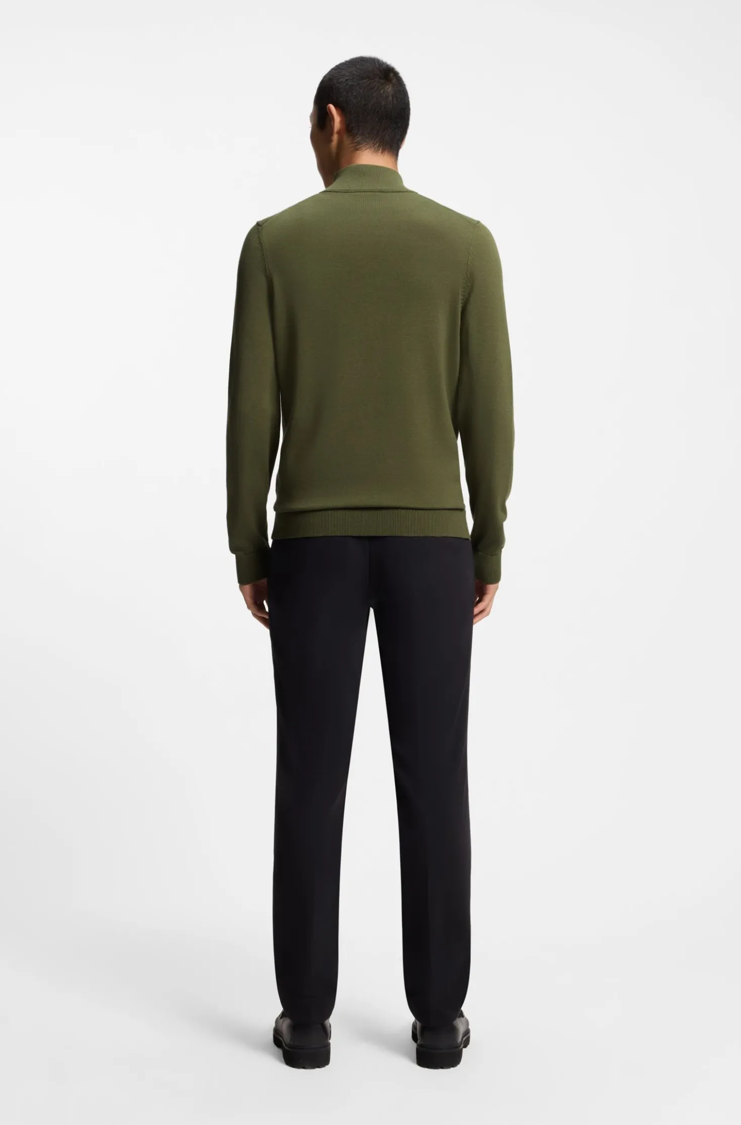 Slim-fit knitted jacket in cotton with logo detail