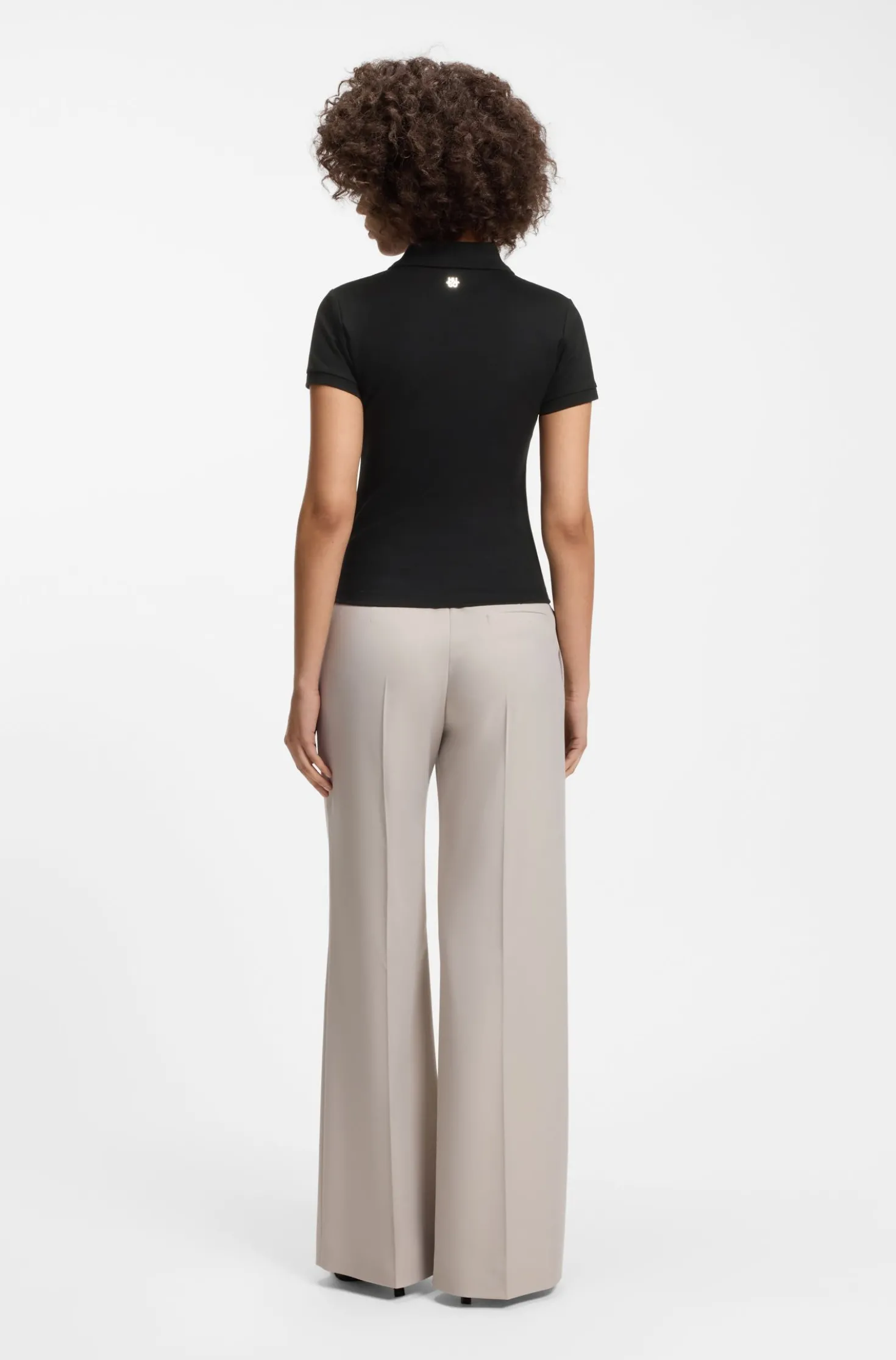Slim-fit polo shirt with metal buttons