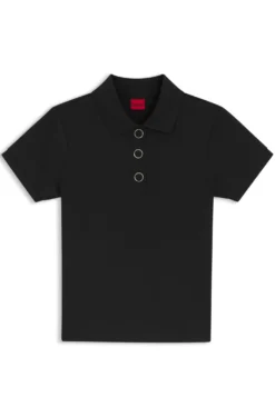 Slim-fit polo shirt with metal buttons