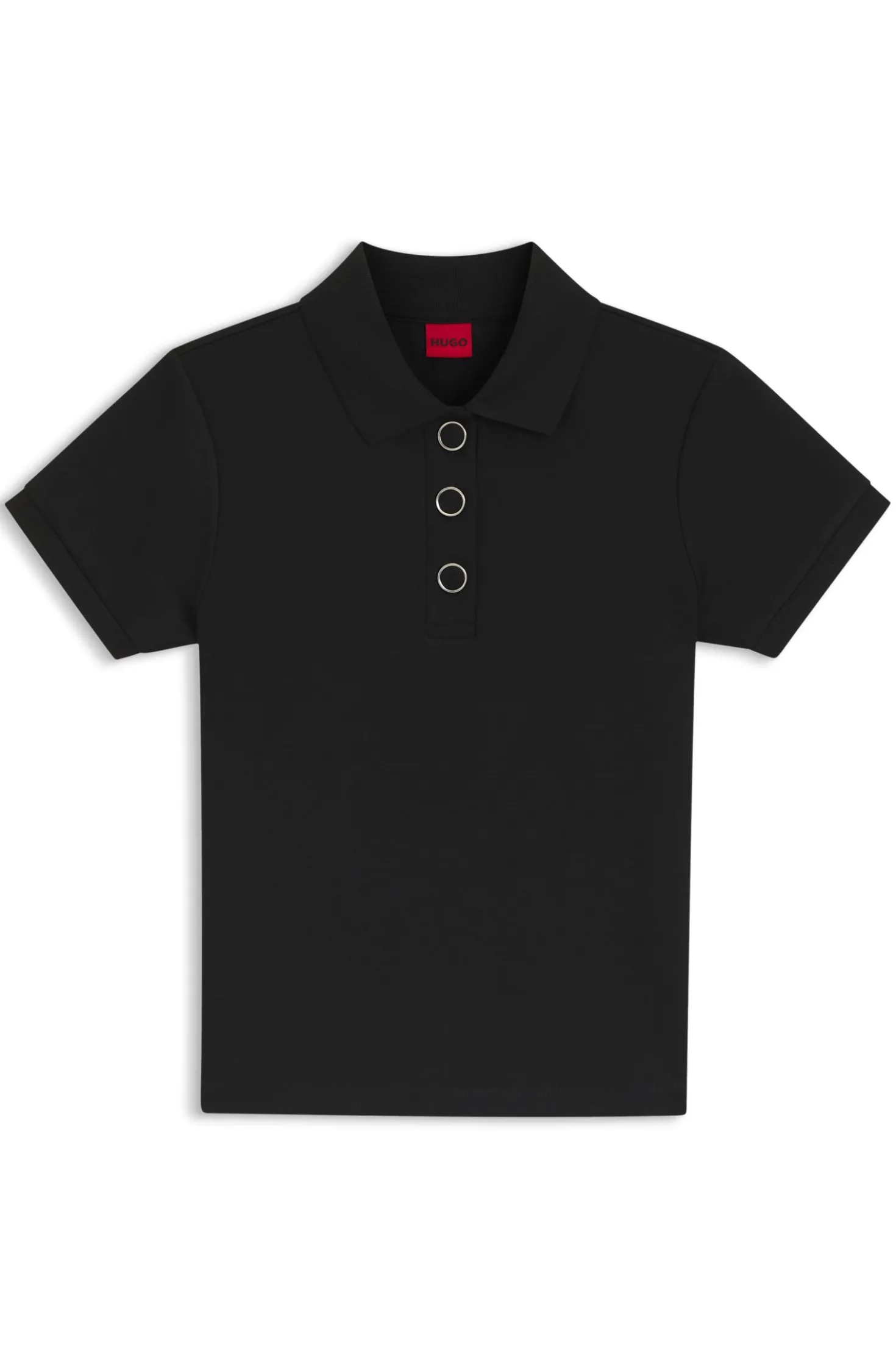 Slim-fit polo shirt with metal buttons