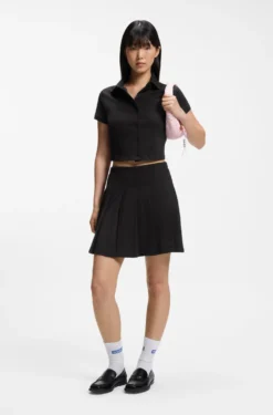 Slim-fit polo top in stretch cotton