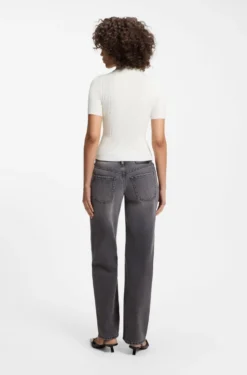 Slim-fit ribbed sweater with polo collar