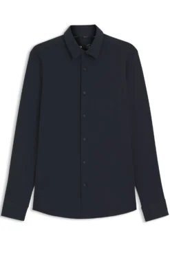 Slim-fit shirt in a performance-stretch cotton blend
