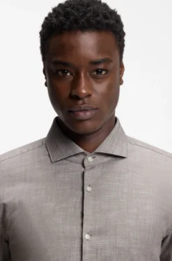 Slim-fit shirt in cotton and linen