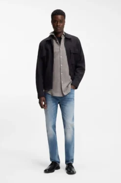 Slim-fit shirt in cotton and linen