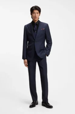 Slim-fit shirt in cotton-blend stretch poplin