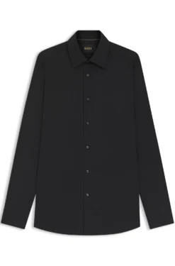Slim-fit shirt in cotton-blend stretch poplin