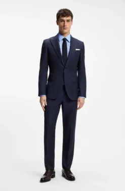 Slim-fit shirt in cotton-blend stretch poplin