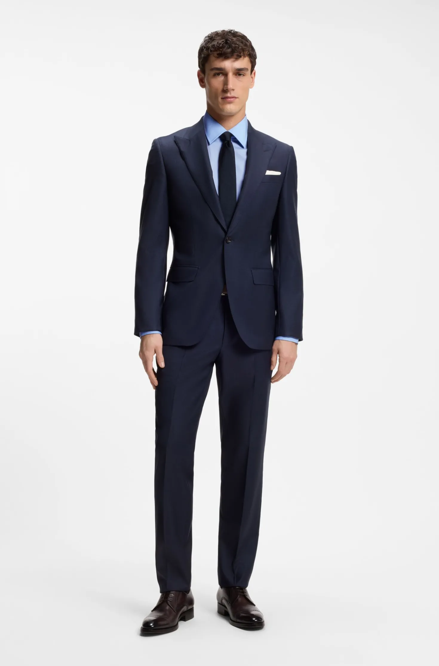 Slim-fit shirt in cotton-blend stretch poplin