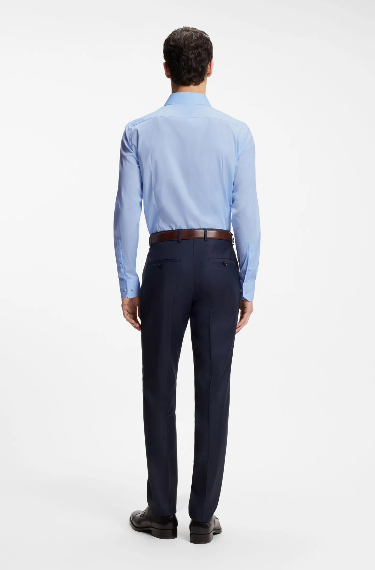 Slim-fit shirt in cotton-blend stretch poplin