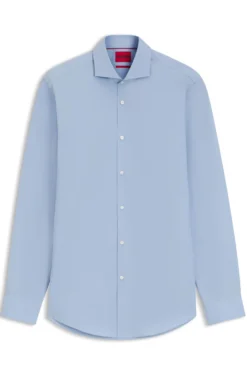 Slim-fit shirt in cotton with spread collar
