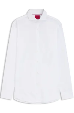 Slim-fit shirt in cotton with spread collar