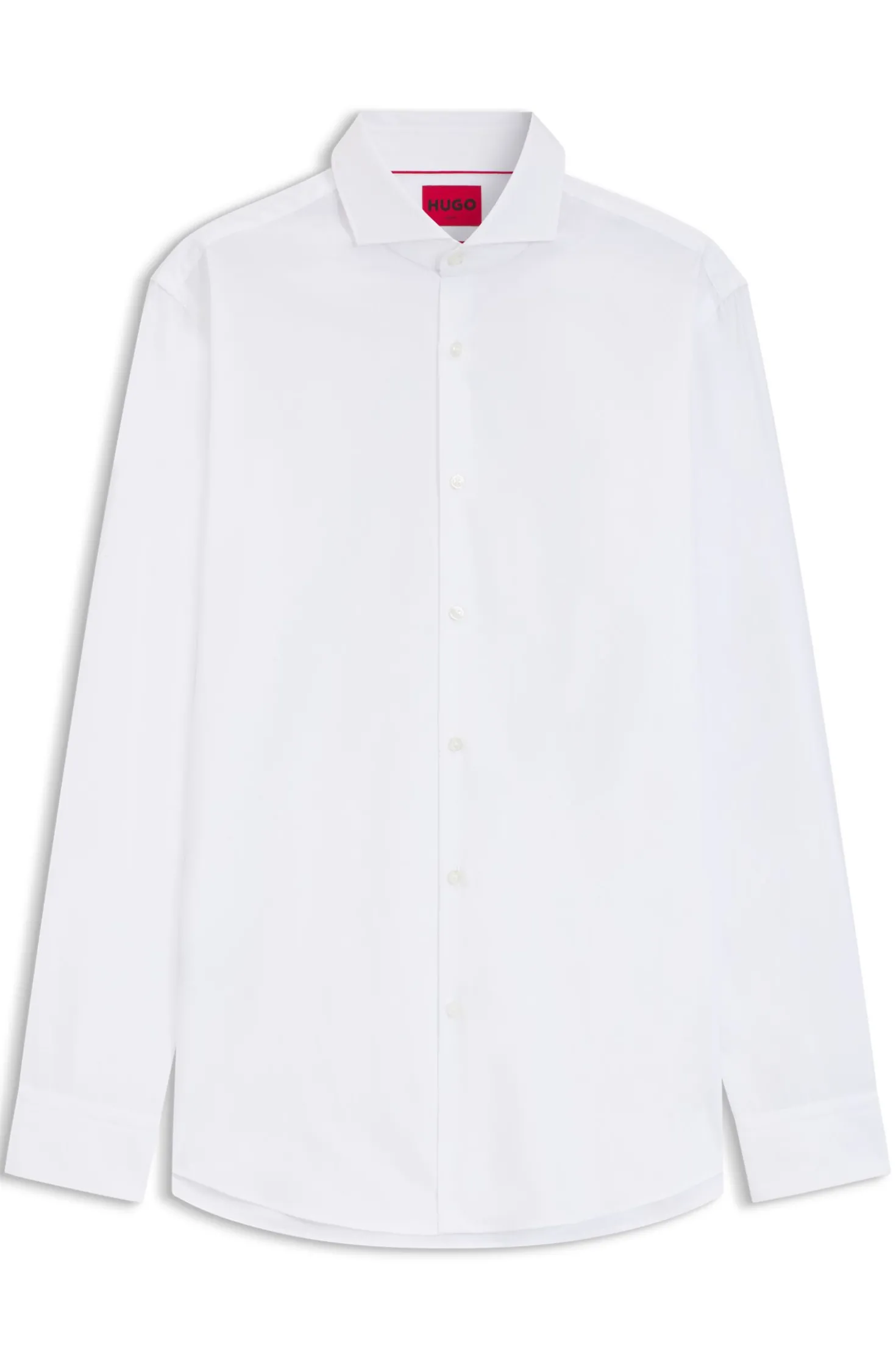 Slim-fit shirt in cotton with spread collar