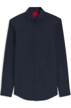 Slim-fit shirt in cotton with spread collar