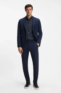 Slim-fit shirt in easy-iron cotton-blend poplin