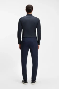 Slim-fit shirt in easy-iron cotton-blend poplin