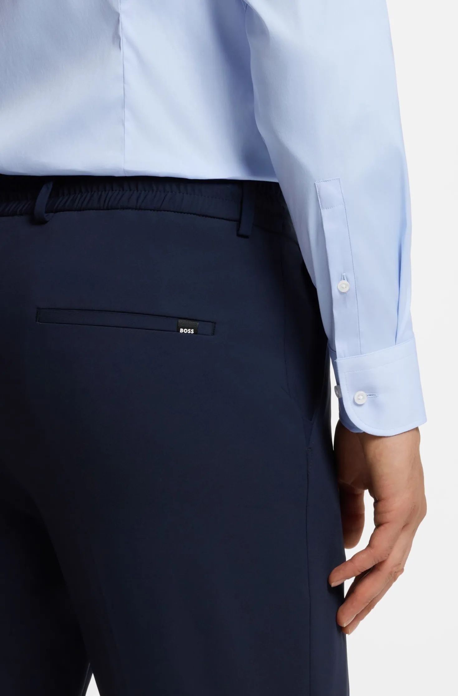 Slim-fit shirt in easy-iron cotton-blend poplin
