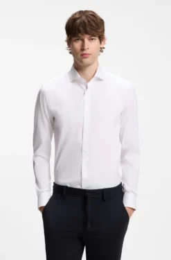 Slim-fit shirt in easy-iron cotton-blend poplin
