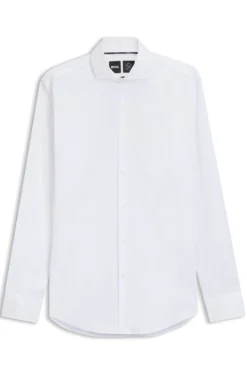 Slim-fit shirt in easy-iron cotton-blend poplin
