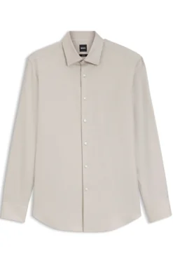 Slim-fit shirt in easy-iron cotton twill