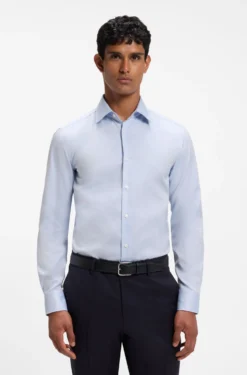 Slim-fit shirt in easy-iron cotton twill