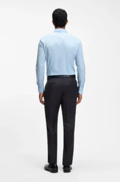 Slim-fit shirt in easy-iron stretch-cotton poplin
