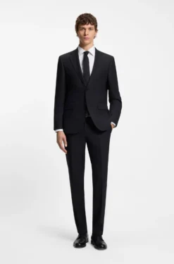 Slim-fit shirt in easy-iron stretch-cotton poplin