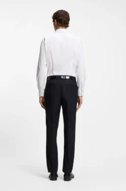 Slim-fit shirt in easy-iron stretch-cotton poplin