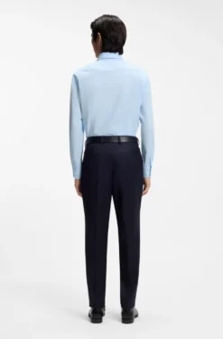 Slim-fit shirt in easy-iron stretch-cotton poplin