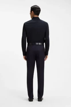 Slim-fit shirt in easy-iron stretch-cotton poplin