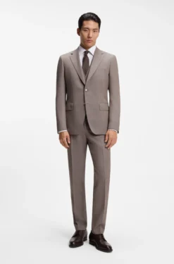 Slim-fit shirt in easy-iron stretch cotton