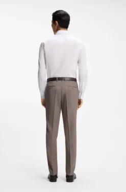 Slim-fit shirt in easy-iron stretch cotton